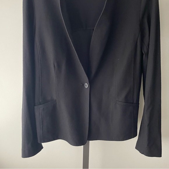 Eileen Fisher Collarless Single Button Blazer Jacket Black Viscose Blend Medium - Picture 5 of 8
